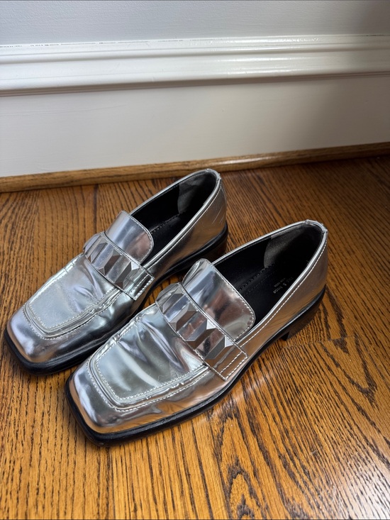 rag & bone Shoes - rag & bone Metallic Silver Penny Loafers size 39